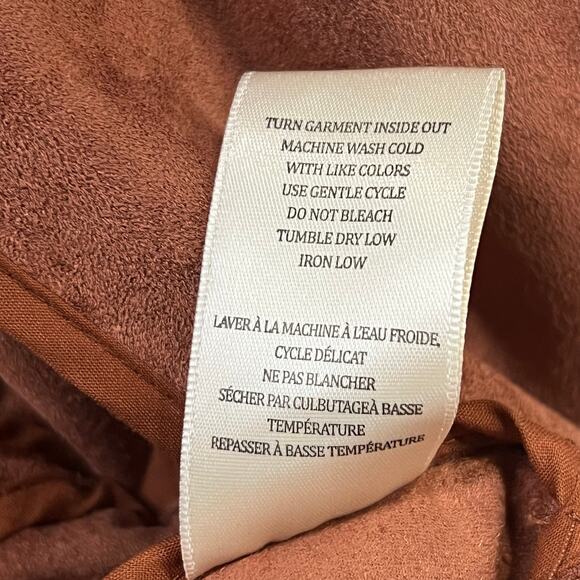 BLANKNYC Moto Jacket Womens M Rust Brown Faux Vegan Soft Suede Modern Boho Chic - Picture 16 of 16